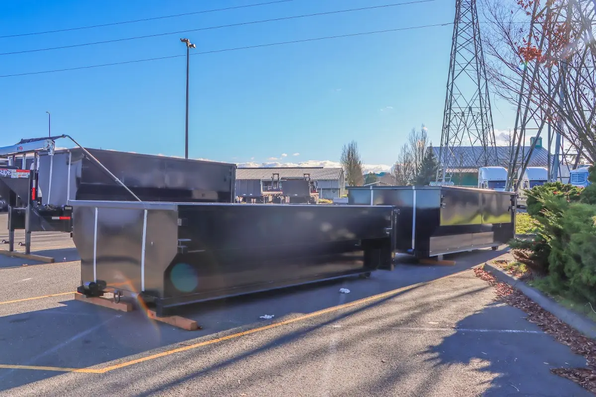 Roll-off dumpster ready for waste disposal at job site for Construction Dumpster Rental in East Donegal
